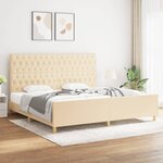 vidaXL Cadre de lit avec tête de lit Crème 200 x 200 cm Tissu