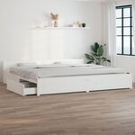 vidaXL Cadre de lit avec tiroirs Blanc 180x200 cm Super King