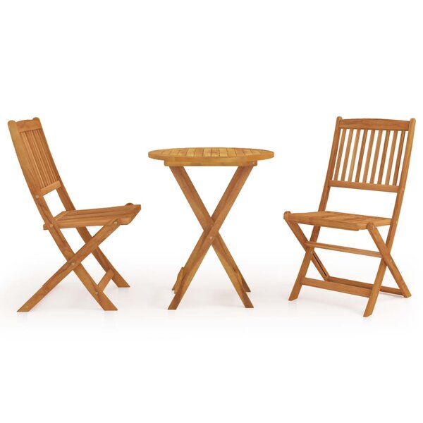 vidaXL Ensemble à manger de jardin pliable 3 Pièces Bois d'acacia solide