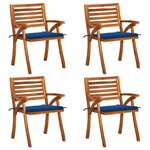 vidaXL Chaises de jardin avec coussins 4 Pièces Bois de teck solide