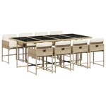 vidaXL Ensemble à manger de jardin et coussins 9 Pièces beige Poly rotin