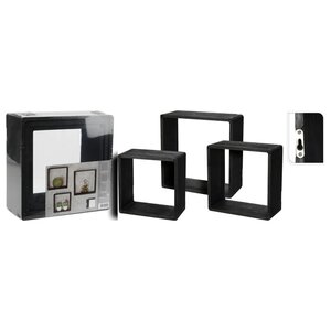 H&S Collection Ensemble d'étagères en bois 3 Pièces 28 5x28 5x12 cm noir