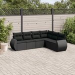 vidaXL Salon de jardin 6 Pièces avec coussins noir résine tressée
