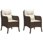 vidaXL Chaises de jardin avec coussins lot de 2 marron résine tressée