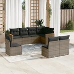 vidaXL Salon de jardin 8 Pièces avec coussins gris résine tressée