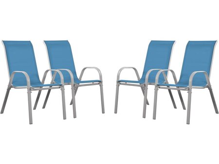 Fauteuil jardin Textilène "Cordoba" - Phoenix - Bleu - Lot de 4