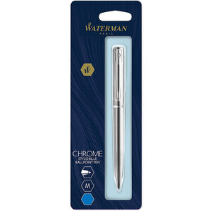 Waterman graduate allure stylo bille métal brillant recharge bleue pointe moyenne en blister