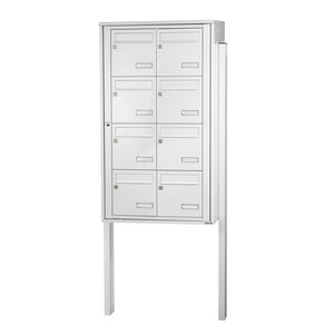 Bloc collectif Leabox 2x4 grade 3 simple face Extérieur fixation sur pieds à sceller Blanc neige RAL 9016 finition brillante