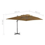 vidaXL Parasol avec base portable Taupe