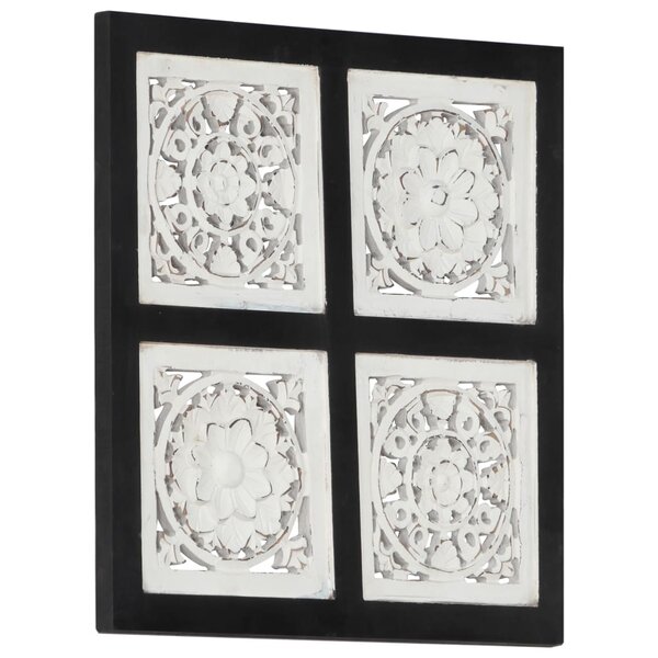 vidaXL Panneau mural sculpté à la main MDF 40x40x1 5 cm Noir et blanc