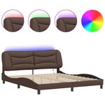vidaXL Cadre de lit avec lumières LED marron 180x200 cm similicuir