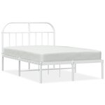 vidaXL Cadre de lit métal avec tête de lit blanc 135x190 cm