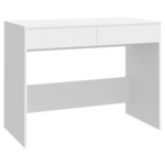 Bureau table poste de travail meuble d'ordinateur informatique étude 101 x 50 x 76 5 cm Aggloméré blanc 02_0023502