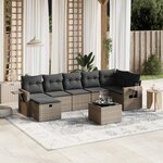 vidaXL Salon de jardin 8 Pièces avec coussins gris résine tressée
