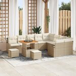 Ensemble de Canapé de Jardin 12 Pièces avec Coussins Beige en Rattan Poly Acacia
