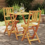 vidaXL Ensemble Bistro Pliable en Bois Massif d'Acacia de 3 Pièces