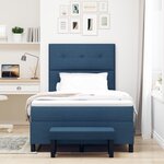 vidaXL Lit à Ressorts avec Matelas & Banc Bleu 120x190 cm Tissu