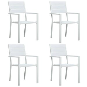 vidaXL Chaises de jardin lot de 4 Blanc PEHD Aspect de bois