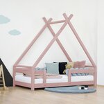 Lit cabane enfant TAHUKA 80 x 180 rose pastel