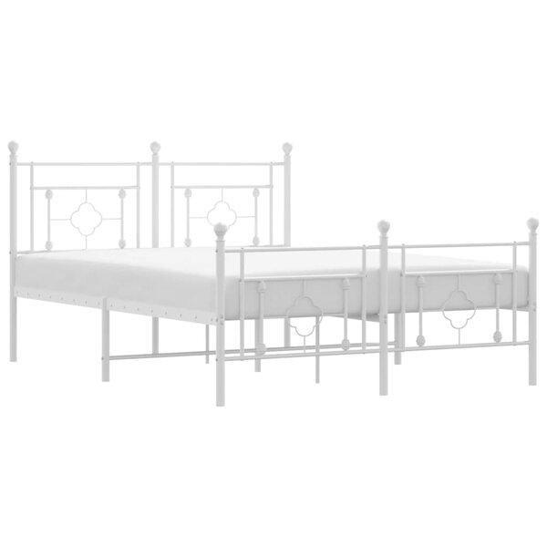 vidaXL Cadre de lit métal avec tête de lit/pied de lit blanc 140x190cm