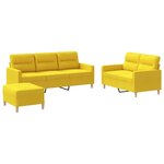 vidaXL Ensemble de canapés 3 Pièces avec coussins Jaune clair Tissu
