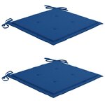 vidaXL Chaises de jardin 2 Pièces avec coussins bleu royal Teck massif