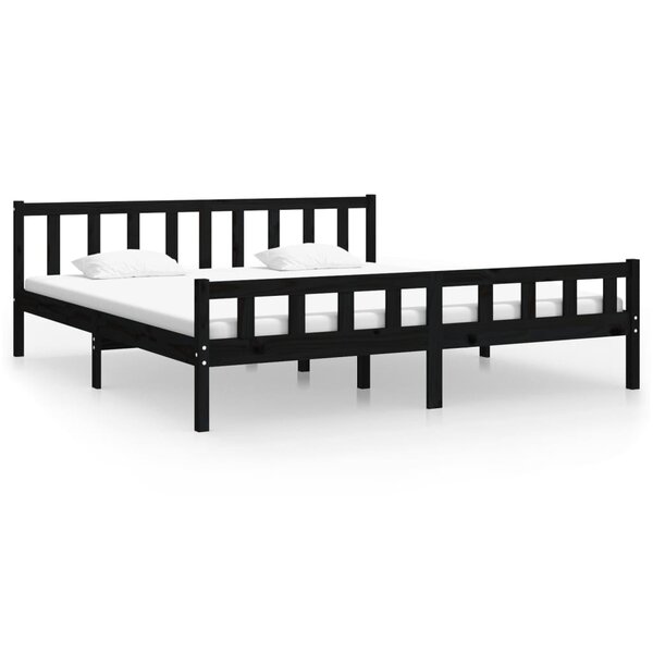 vidaXL Cadre de lit Noir Bois massif 160x200 cm