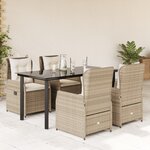 vidaXL Ensemble à manger de jardin avec coussins 5Pièces Beige poly rotin