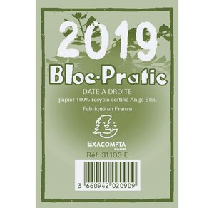 Bloc pratic éphéméride date à droite papier recyclé 120x82 mm EXACOMPTA