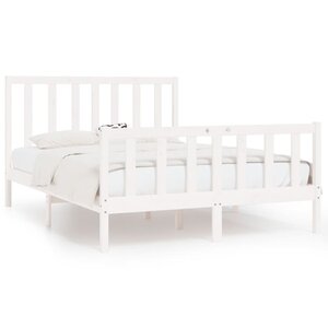 vidaXL Cadre de lit Blanc Bois massif 120x190 cm Petit double