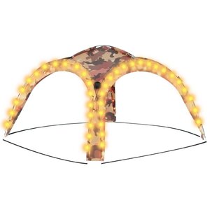 vidaXL Tente de réception avec LED et 4 parois 3 6x3 6x2 3m Camouflage