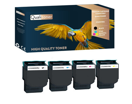 Qualitoner x4 toners c540h1kg (noir + cyan + magenta + jaune) compatible pour lexmark