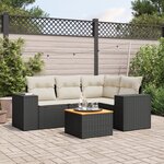 vidaXL Salon de jardin 5 Pièces avec coussins noir résine tressée