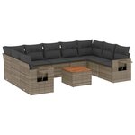 vidaXL Salon de jardin avec coussins 10 Pièces gris résine tressée