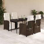 vidaXL Ensemble à manger de jardin 5 Pièces et coussins marron poly rotin