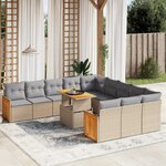 vidaXL Salon de jardin 11 Pièces avec coussins beige résine tressée