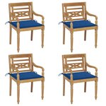 vidaXL Chaises Batavia avec coussins 4 Pièces Bois de teck solide