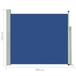 vidaXL Auvent latéral rétractable de patio 100x300 cm Bleu