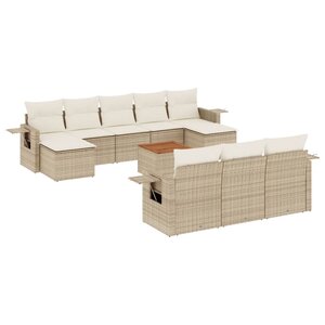 vidaXL Salon de jardin 11 Pièces avec coussins beige résine tressée