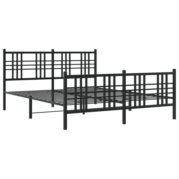vidaXL Cadre de lit métal avec tête de lit/pied de lit noir 150x200 cm