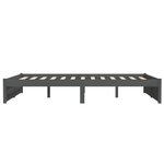 vidaXL Cadre de lit Gris Bois massif 135x190 cm Double