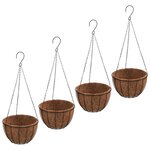 vidaXL Jardinières suspendues 4 Pièces avec doublure coco Noir Ø 35x52 cm
