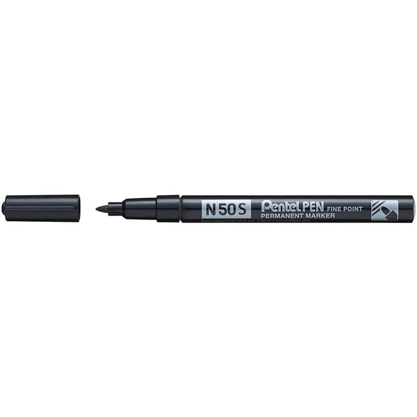 Marqueur permanent n50s corps aluminium pointe ogive fine noir x 12 pentel