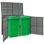 vidaXL Abri de poubelle double Résine tressée Anthracite 148x77x111cm
