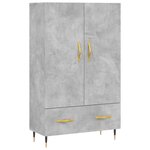 vidaXL Buffet haut gris béton 69 5x31x115 cm bois d'ingénierie