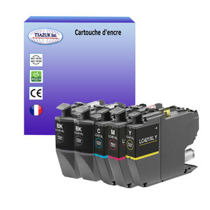 T3AZUR- 5x Cartouches d'encre compatibles avec Brother DCP-J1050DW DCP-J1140DW MFC-J1010DW LC421XL