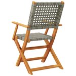 vidaXL Chaises de jardin pliantes lot de 6 gris poly rotin bois massif