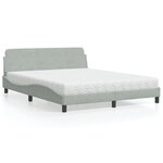 vidaXL Lit avec matelas gris clair 160x200 cm velours