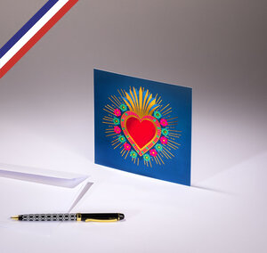 Carte simple all you need is love créée et imprimée en france sur papier certifié pefc - cœur ex-voto