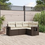 vidaXL Salon de jardin 4 Pièces avec coussins marron résine tressée